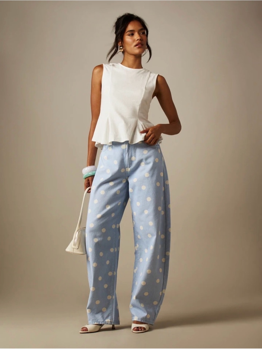 Light denim Polka Dot Barrel Leg jeans